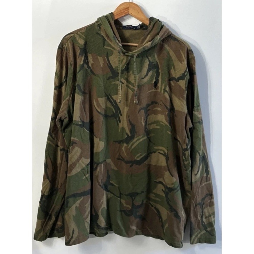 Men's Polo Ralph Lauren Camo L/S T Shirt Hoodie Sz Xl